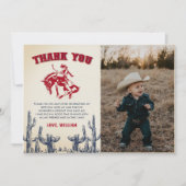 ロデオウエスタンカウボーイ誕生日写真 サンキューカード (正面)