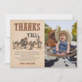 ロデオウエスタンカウボーイ誕生日写真 サンキューカード (正面)