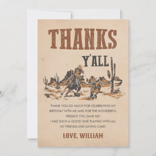 ロデオウエスタンカウボーイ誕生日 サンキューカード (正面)