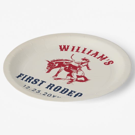 ロデオウエスタンカウボーイ1st誕生日パーティー ペーパープレート (アングル)