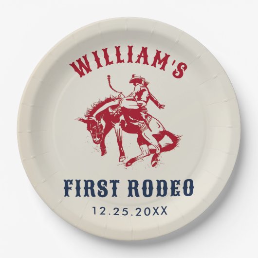 ロデオウエスタンカウボーイ1st誕生日パーティー ペーパープレート (正面)