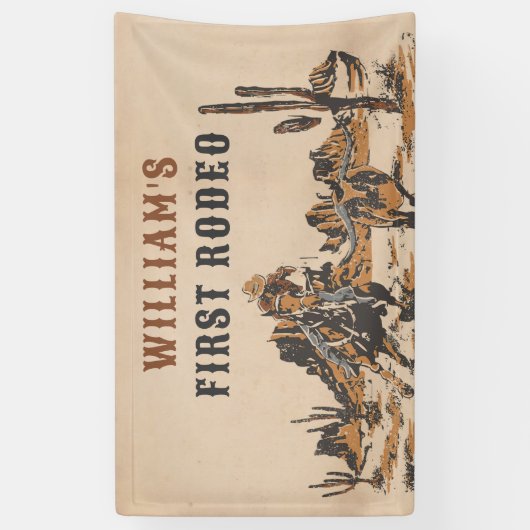 ロデオウエスタンカウボーイ1st誕生日パーティー 横断幕 (縦)