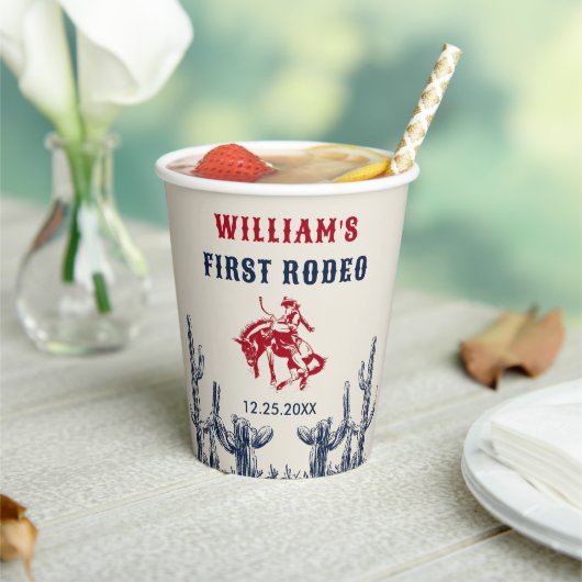 ロデオウエスタンカウボーイ1st誕生日パーティー 紙コップ (インサイチュ)