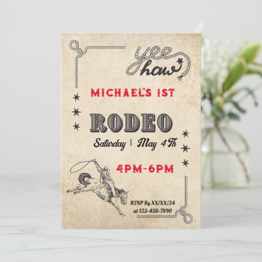 ロデオウエスタンライディングカウボーイロデオ誕生日 招待状 (スタンド正面)
