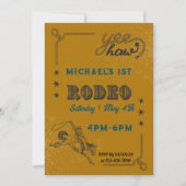 ロデオウエスタンライディングカウボーイ誕生日 招待状 (正面)
