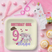 ロデオウマズポニーフラワーズバースデーパーティーガール ペーパープレート (パーティー)
