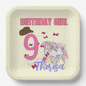ロデオウマズポニーフラワーズバースデーパーティーガール ペーパープレート (正面)