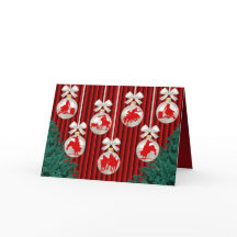 ロデオオーナメントオンレッドホリデーグリーティングカード