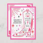 ロデオカウガール ピンク ブライズメイド ウィークエンド 予定表 招待状 (正面/裏面)