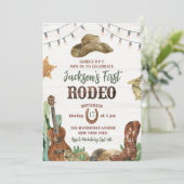 ロデオカウボーイの最初の誕生日パーティーの招待 招待状 (スタンド正面)