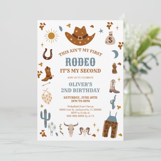 ロデオカウボーイの2歳の誕生日パーティーへようこそ 招待状 (スタンド正面)