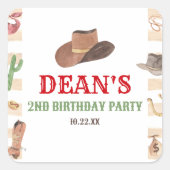 ロデオカウボーイウェスタンワイルドウェスト誕生日パーティー スクエアシール (正面)