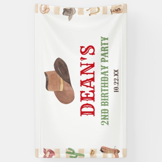 ロデオカウボーイウェスタンワイルドウェスト誕生日パーティー 横断幕 (縦)