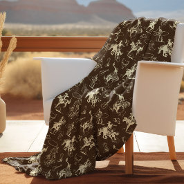 ロデオカウボーイウェスタン馬のパターン フリースブランケット