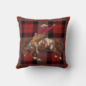 ロデオカウボーイオンバッキングブロンコプレイド装飾用クッション クッション (裏面)