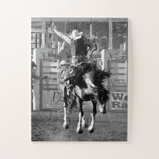 ロデオカウボーイバッキング馬8秒のスコア ジグソーパズル (縦)