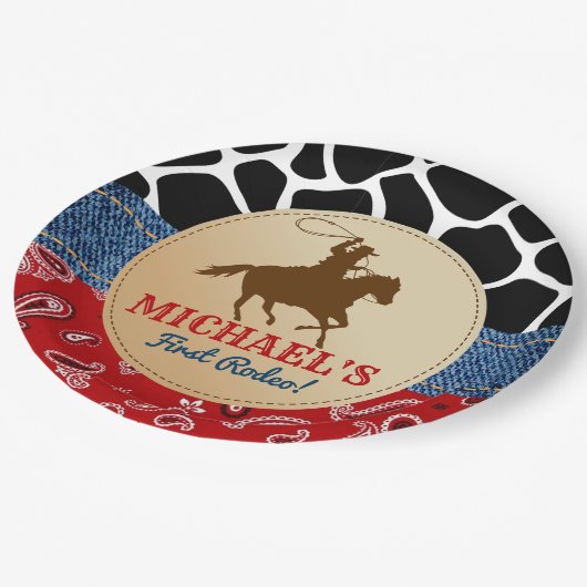 ロデオカウボーイバースデーパーティープレート ペーパープレート (アングル)