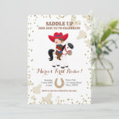 ロデオカウボーイブラウンヘアボーイ誕生日招待状 招待状 (スタンド正面)