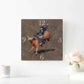 ロデオカウボーイブルライディングウェスタンをテーマにした時計 スクエア壁時計 (ホーム)