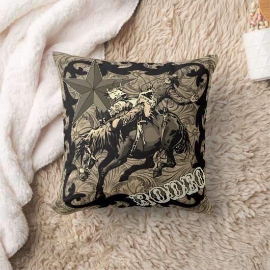 ロデオカウボーイベアバックブロンクライダー装飾用クッション クッション (ブランケット)