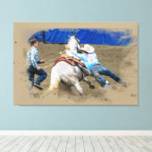 *~*ロデオカウボーイホースウェスタンAR22ヴィンテージ キャンバスプリント (インサイチュ (ウッドフロア))