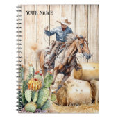 ロデオカウボーイ南部の水色の干し草サボテン ノートブック (正面)
