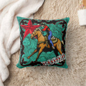 ロデオカウボーイ女性のカーボーイカーフローピング装飾用クッション クッション (ブランケット)