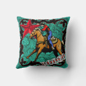 ロデオカウボーイ女性のカーボーイカーフローピング装飾用クッション クッション (裏面)