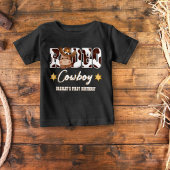 ロデオカウボーイ牛のパターン1st誕生日マッチング ベビーTシャツ