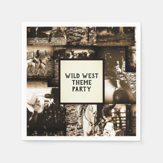 ロデオカウボーイ素朴カントリーウェスタンのテーマパーティー スタンダードカクテルナプキン (正面)