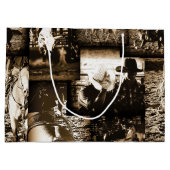 ロデオカウボーイ素朴カントリーウェスタンテーマ ラージペーパーバッグ (裏面)