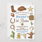 ロデオカウボーイ誕生日パーティーの招待 招待状 (正面)