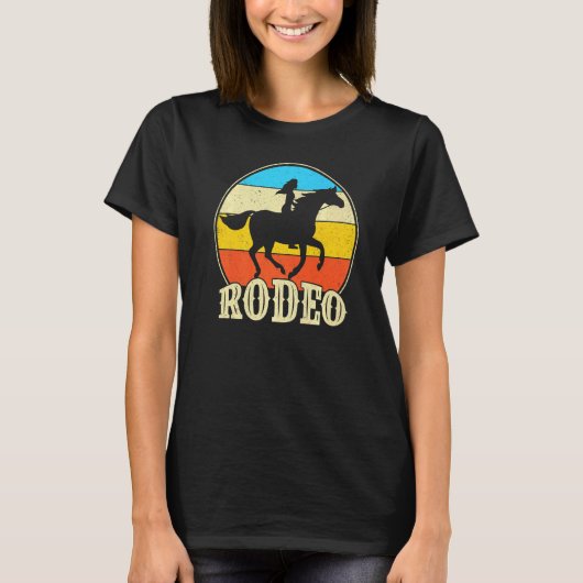 ロデオガールズ馬に乗るウエスタンカントリーガールヴィ Tシャツ (正面)