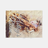 ロデオガール絵画オンホースパーソナライズされた フリースブランケット (正面(横))