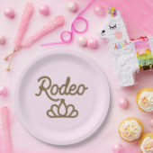 ロデオクイーンカントリーウェスタン王冠ピンクランタン ペーパープレート (パーティー)