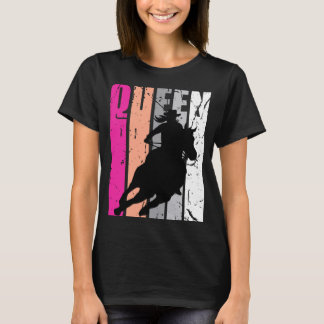 ロデオクイーンバレルレーシングレースレーサーレディース女性のカーボーイ Tシャツ
