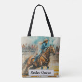 ロデオクイーンバレルレーシング女性のカーボーイ水彩トート トートバッグ (裏面)
