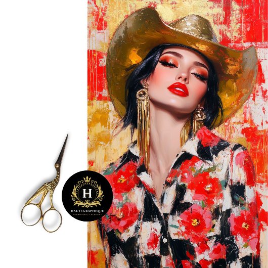 ロデオグラムウェスタン女性のカーボーイデクページ 薄葉紙