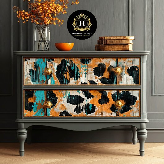 ロデオグラムターコイズレオパード印刷デコページ 薄葉紙