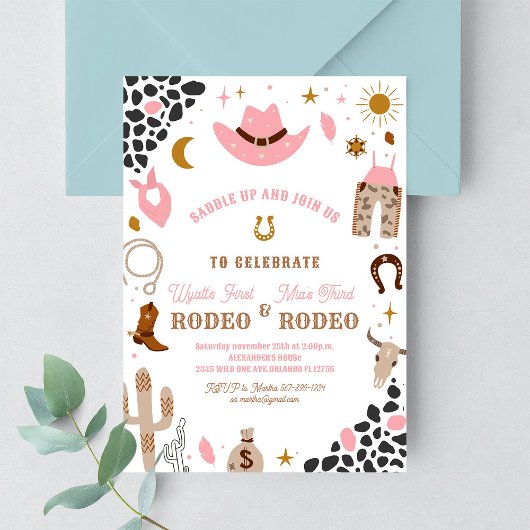 ロデオジョイント女性のカーボーイファーストロデオサウスウエスタンランチ 招待状