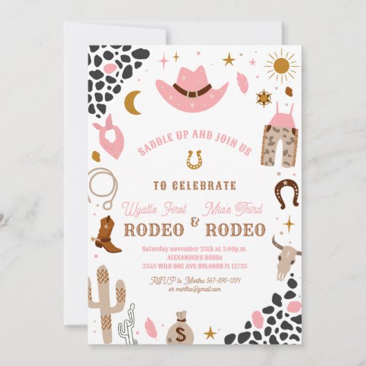 ロデオジョイント女性のカーボーイファーストロデオサウスウエスタンランチ 招待状 (正面)