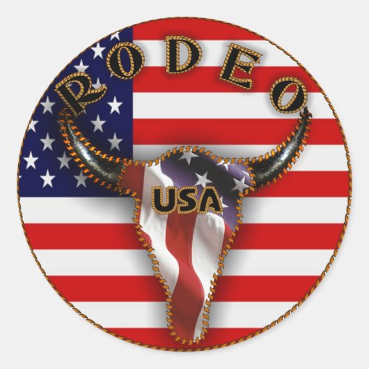 ロデオスターズ&ストライプステッカー ラウンドシール (正面)