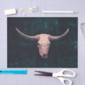 ロデオダークティール（緑がかった色）グリーン素朴ウエスタンブルスカル 薄葉紙 (クラフト)