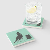 ロデオテーマ女性のカーボーイバレルレーシングシルエット ストーンコースター (横)