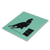 ロデオテーマ女性のカーボーイバレルレーシングシルエット タイル (側面)