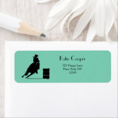 ロデオテーマ女性のカーボーイバレルレーシングシルエット ラベル (インサイチュ)