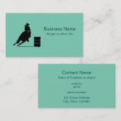 ロデオテーマ女性のカーボーイバレルレーシングシルエット 名刺 (正面/裏面)