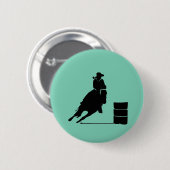 ロデオテーマ女性のカーボーイバレルレーシングシルエット 缶バッジ (正面&裏面)