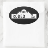 ロデオドライブ，ロサンゼルス, CA通り標識 楕円形シール (バッグ)