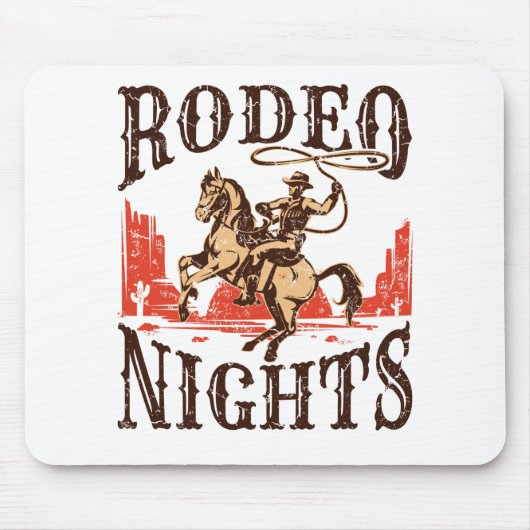 ロデオナイトカウボーイ女性のカーボーイウエスタンカントリー マウスパッド (正面)
